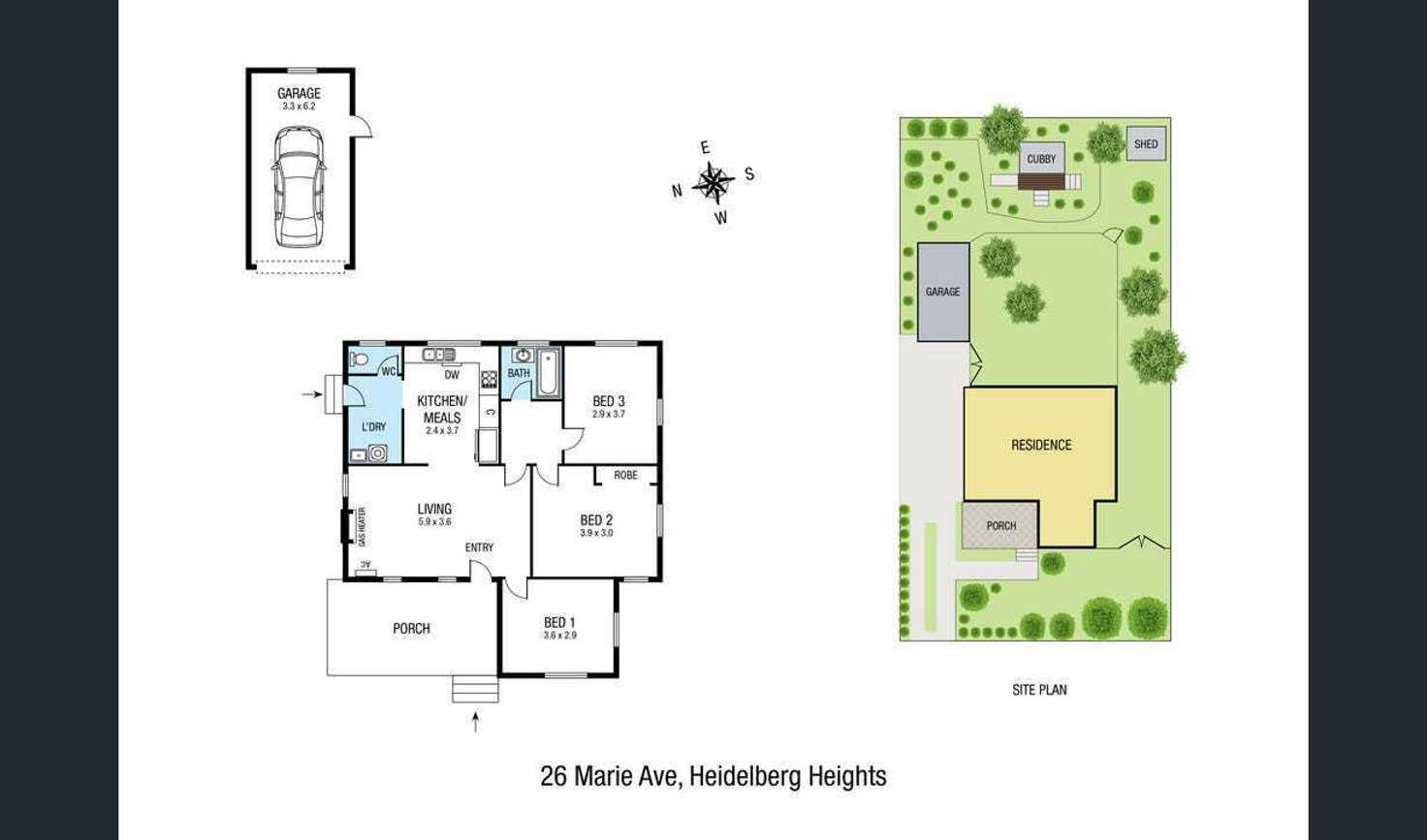 Floorplan of Homely house listing, 26 Marie Avenue, Heidelberg Heights VIC 3081