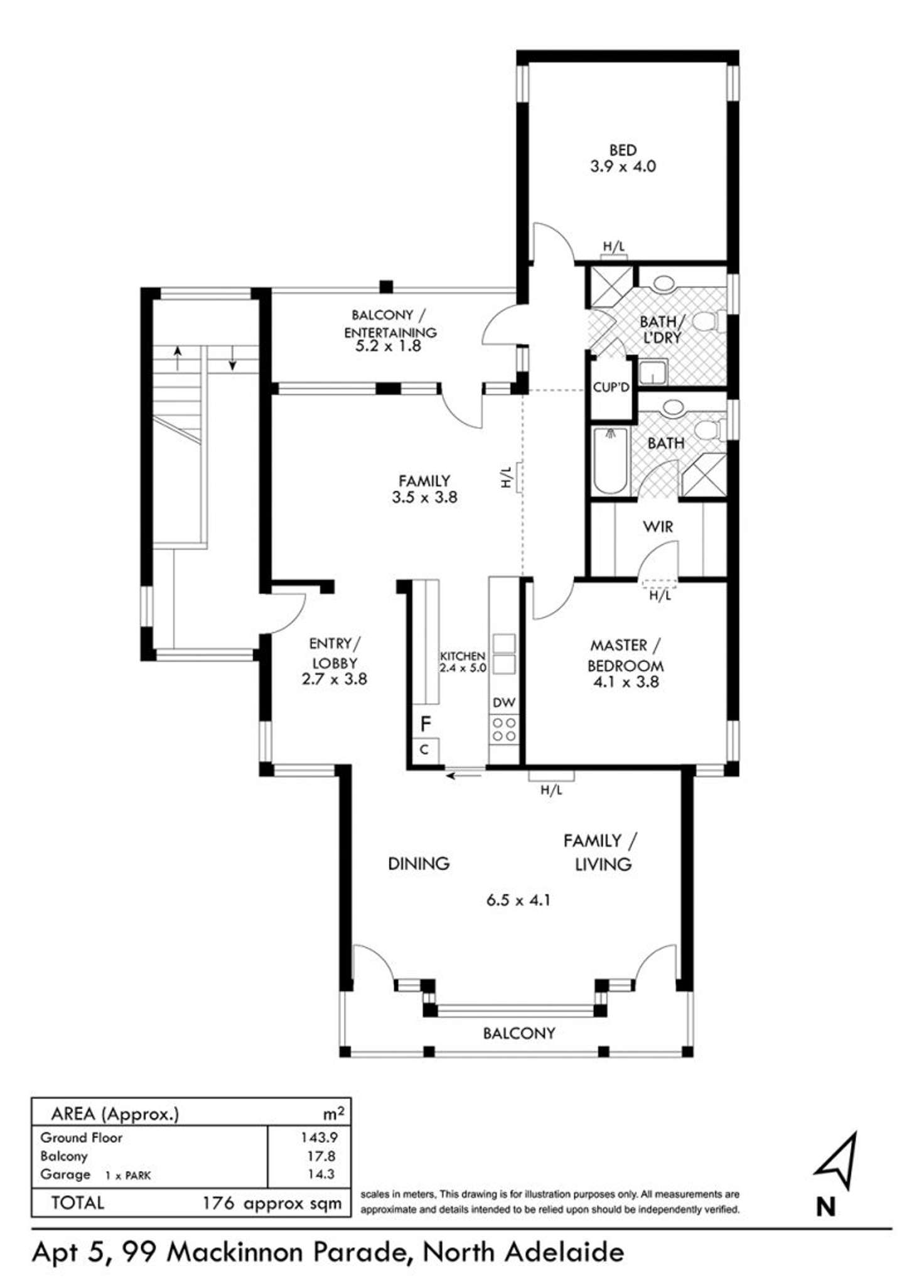 Floorplan of Homely apartment listing, 5/99 MacKinnon Parade, North Adelaide SA 5006