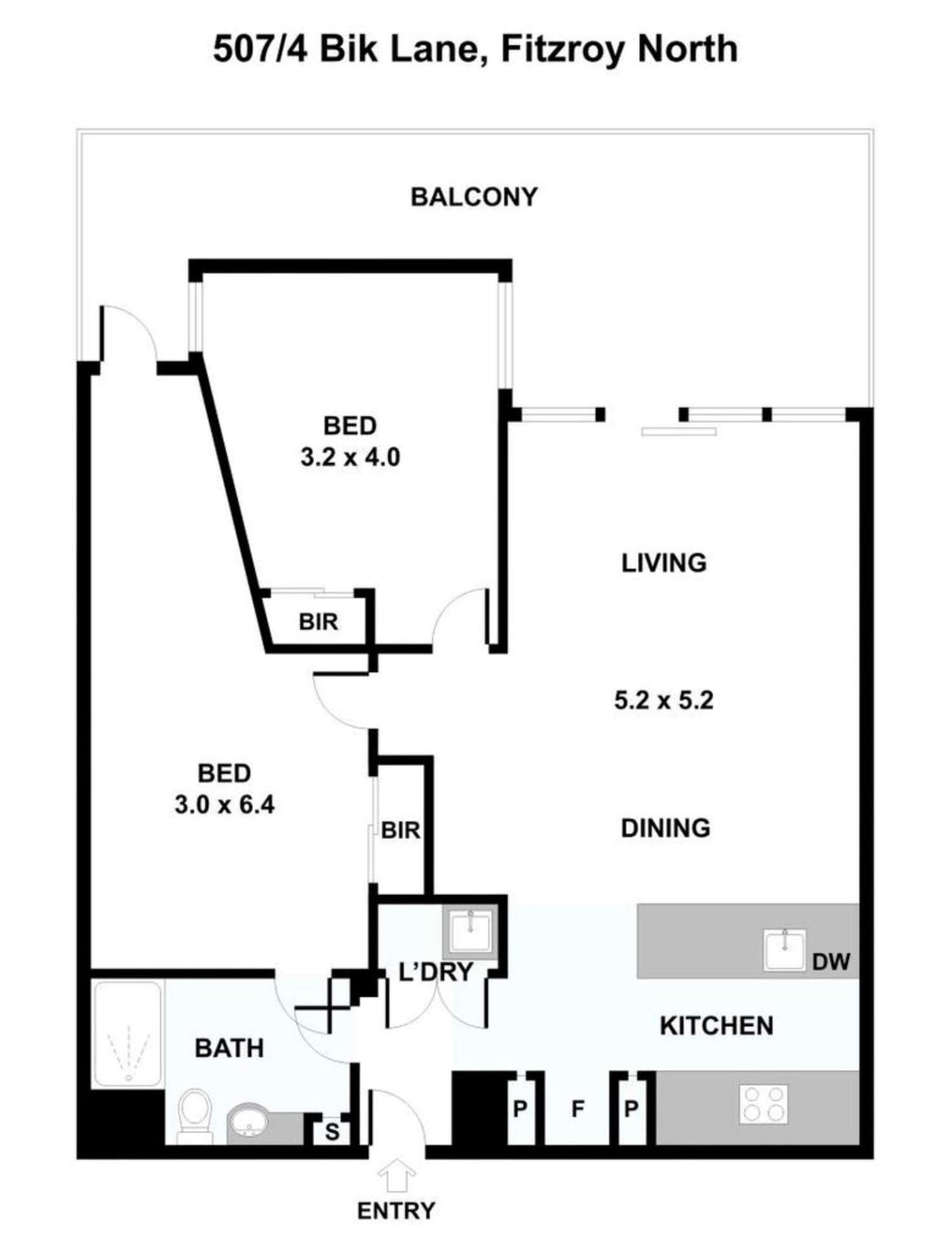 Floorplan of Homely apartment listing, 507/4 Bik Lane, Fitzroy North VIC 3068
