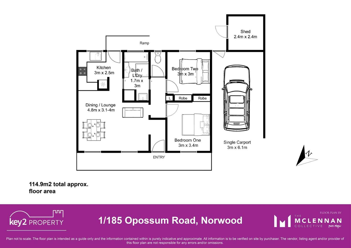 Floorplan of Homely unit listing, 1/185 Opossum Road, Norwood TAS 7250