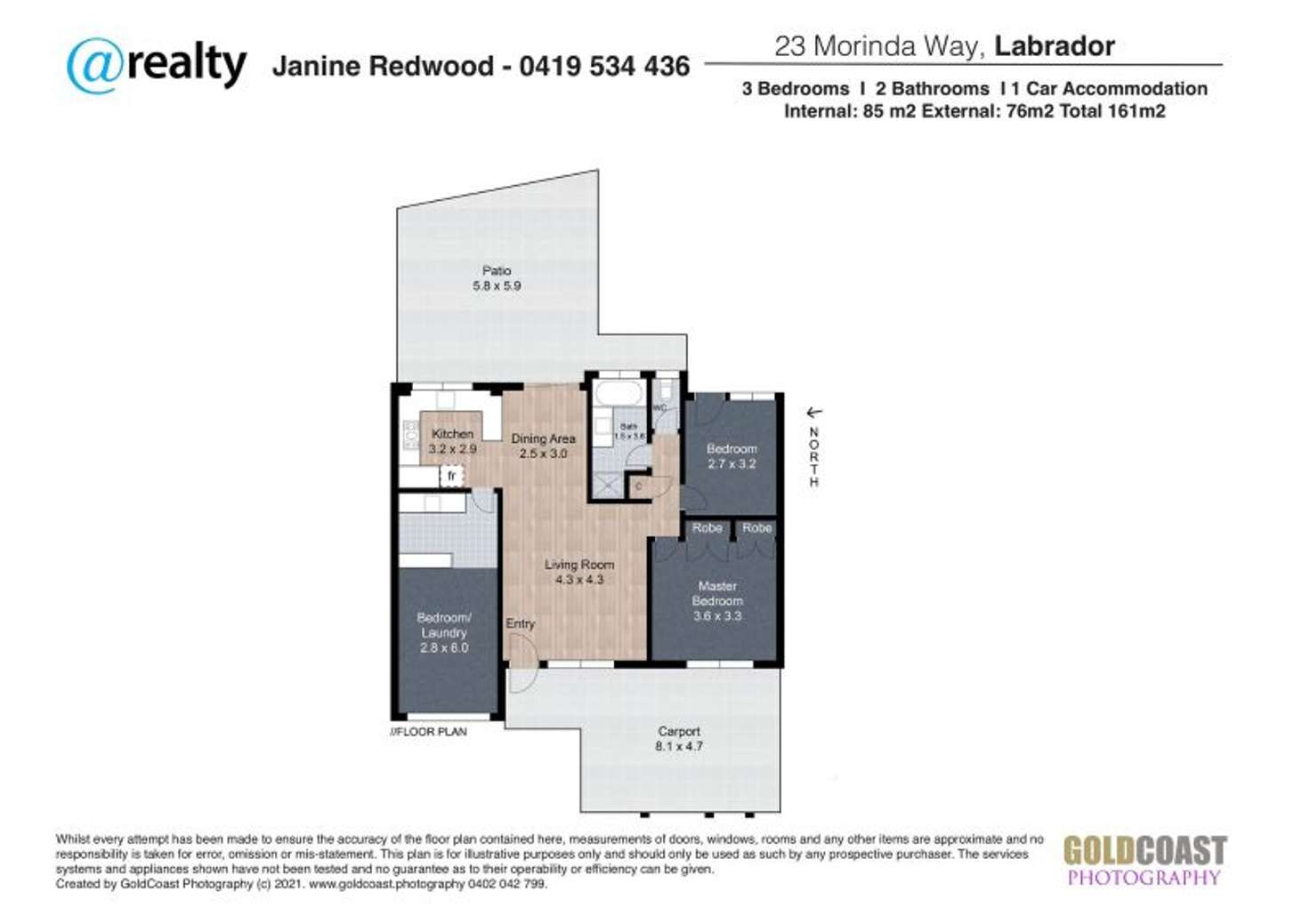 Floorplan of Homely semiDetached listing, 2/23 Morinda Way, Labrador QLD 4215