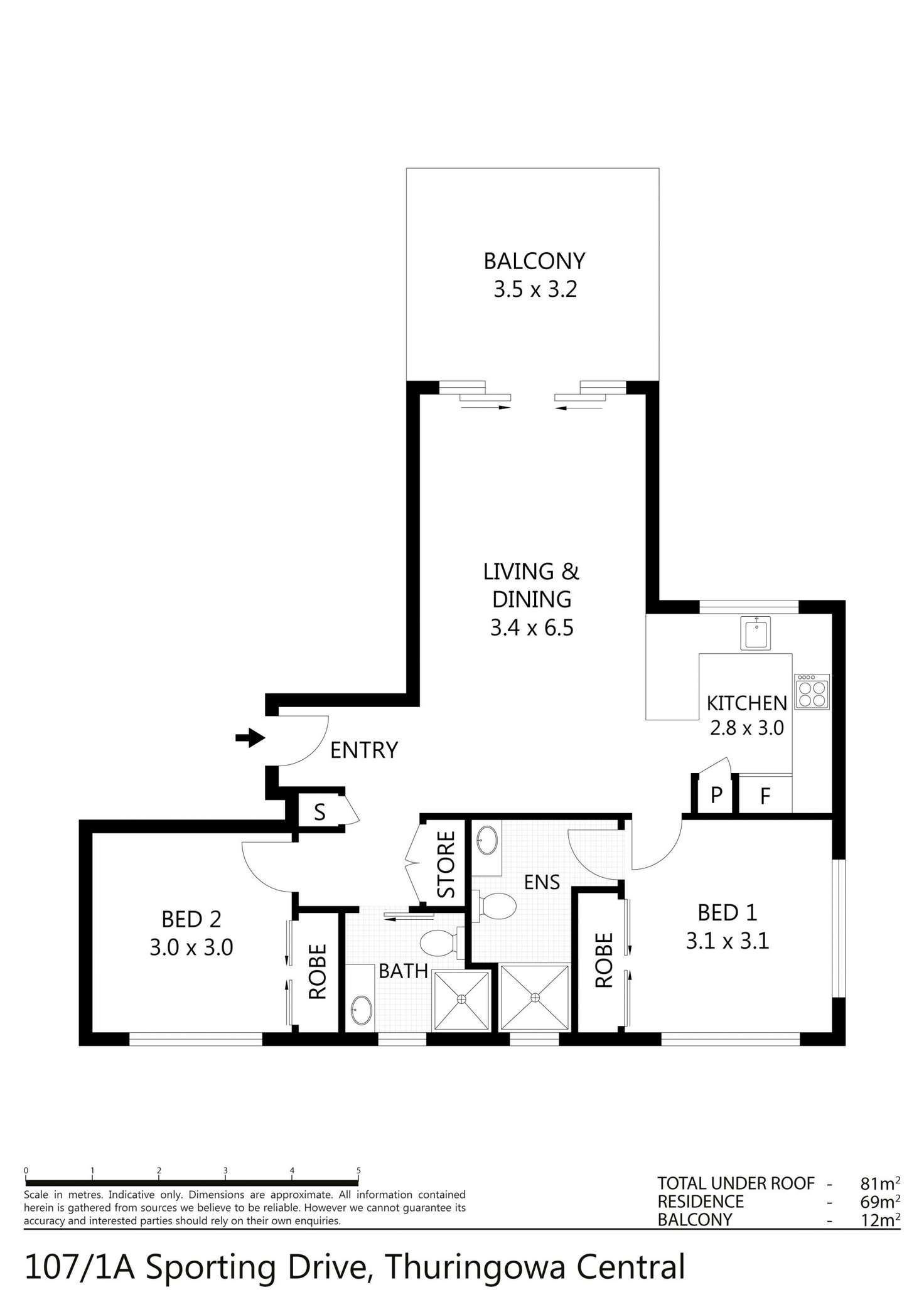 Floorplan of Homely apartment listing, 107/1A Sporting Drive, Thuringowa Central QLD 4817