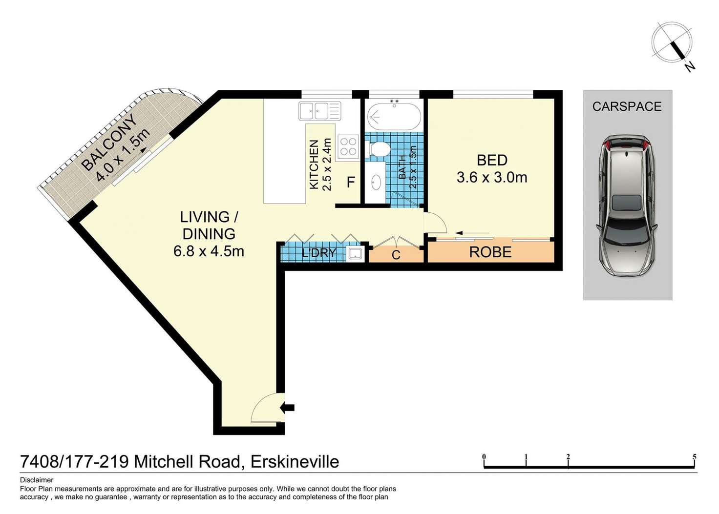 Floorplan of Homely apartment listing, 7408 Mitchell Road, Erskineville NSW 2043