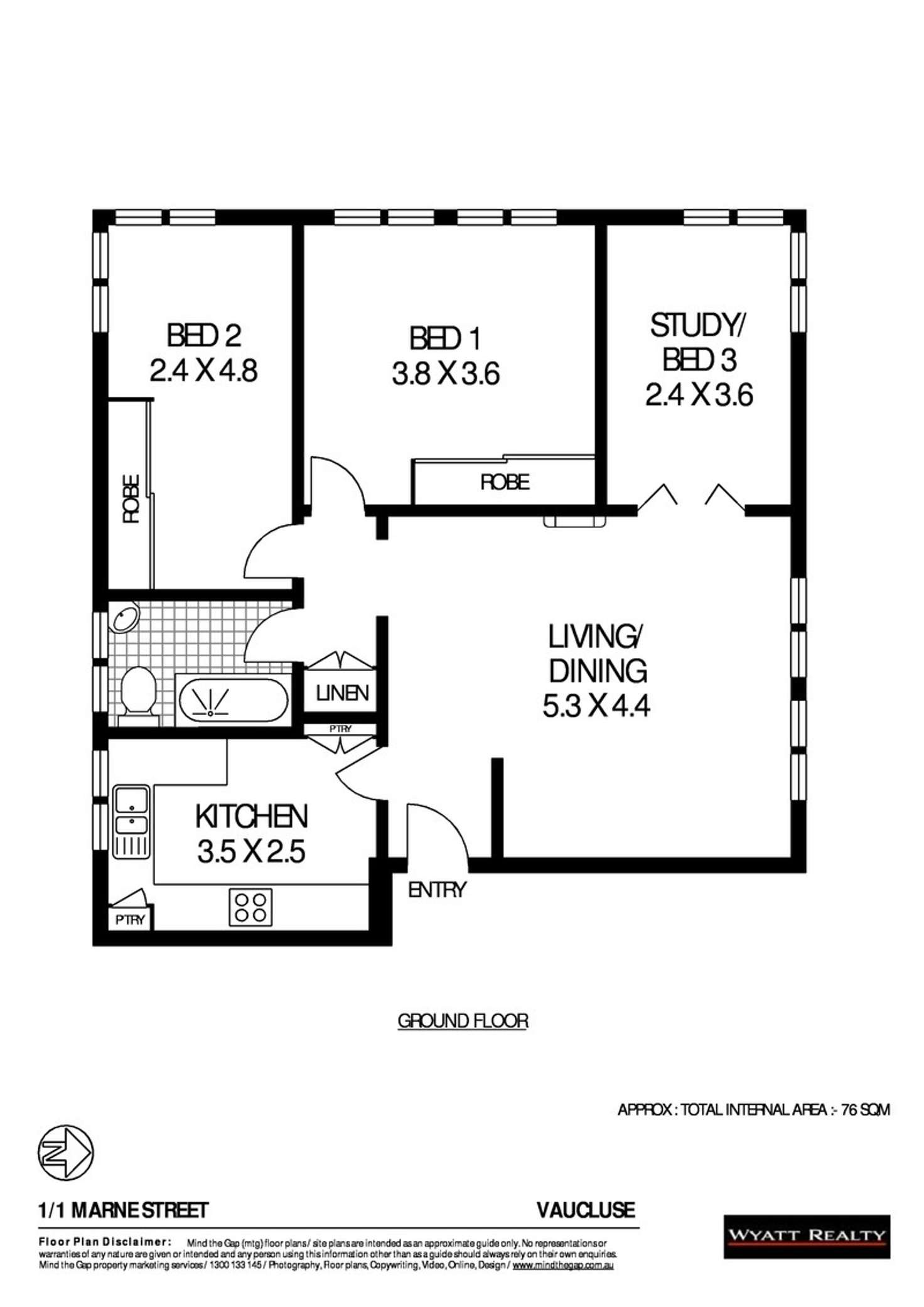 Floorplan of Homely apartment listing, 1/1 Marne Street, Vaucluse NSW 2030