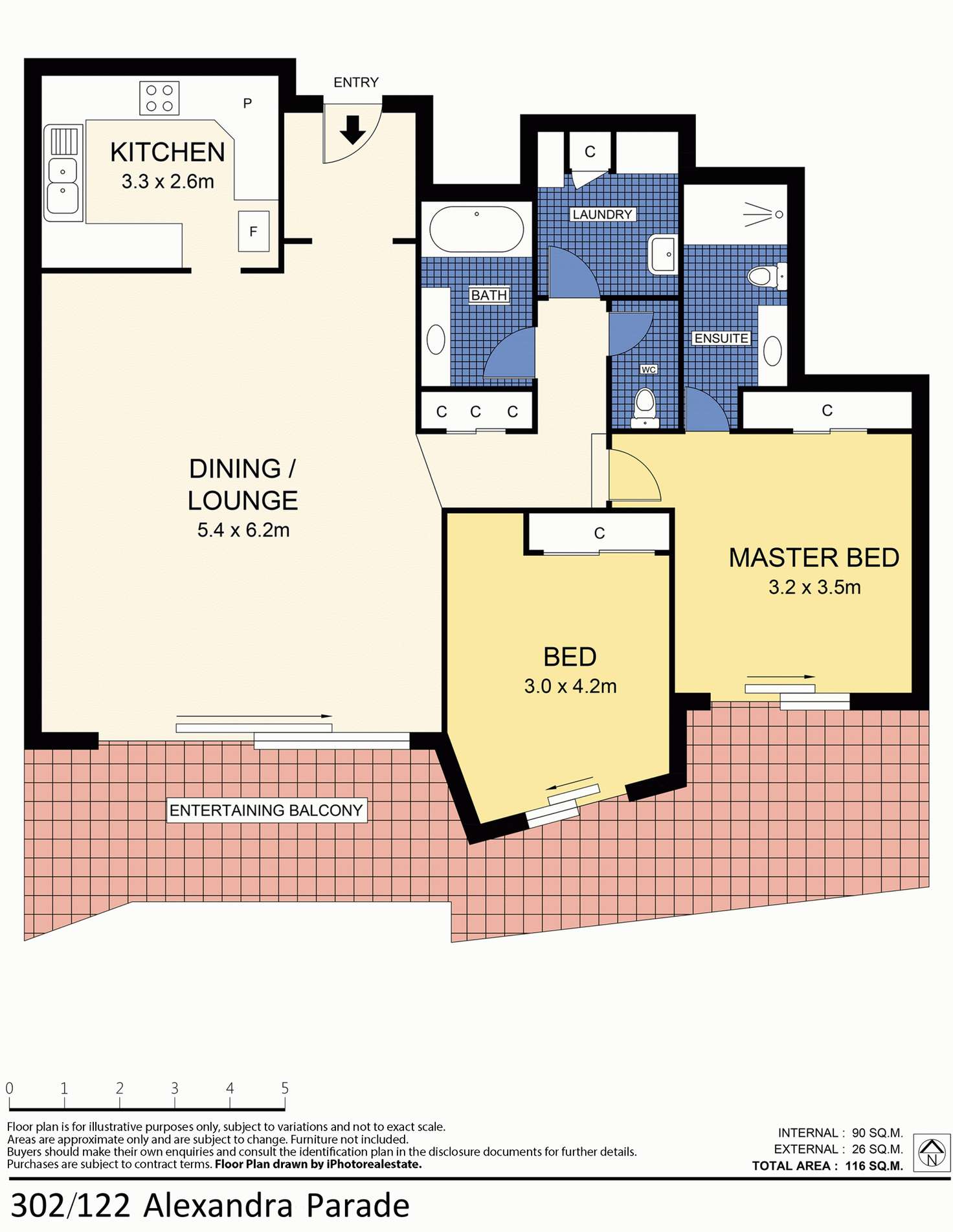 Floorplan of Homely apartment listing, 302/122-124 Alexandra Parade, Alexandra Headland QLD 4572