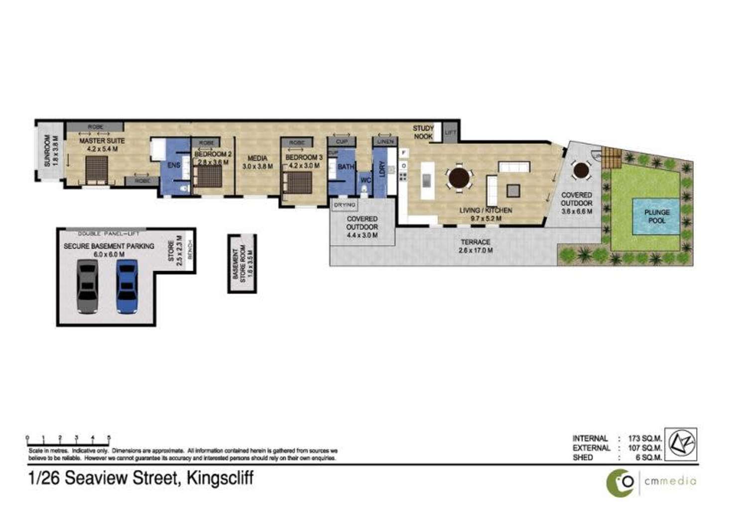 Floorplan of Homely unit listing, 1/26 Seaview Street, Kingscliff NSW 2487