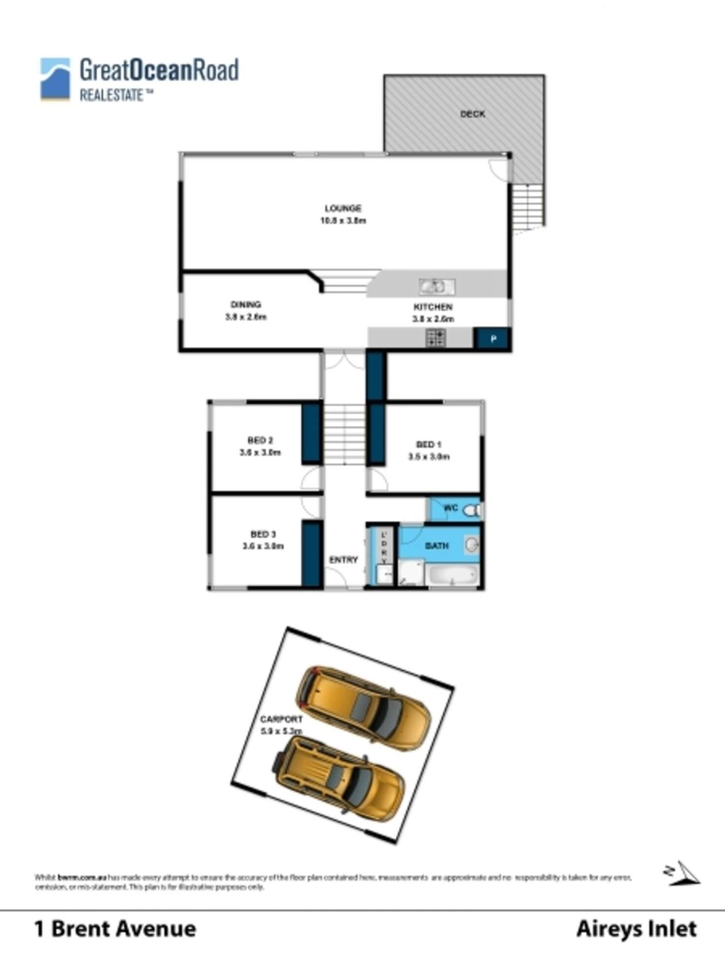 Floorplan of Homely house listing, 1 Brent Avenue, Aireys Inlet VIC 3231