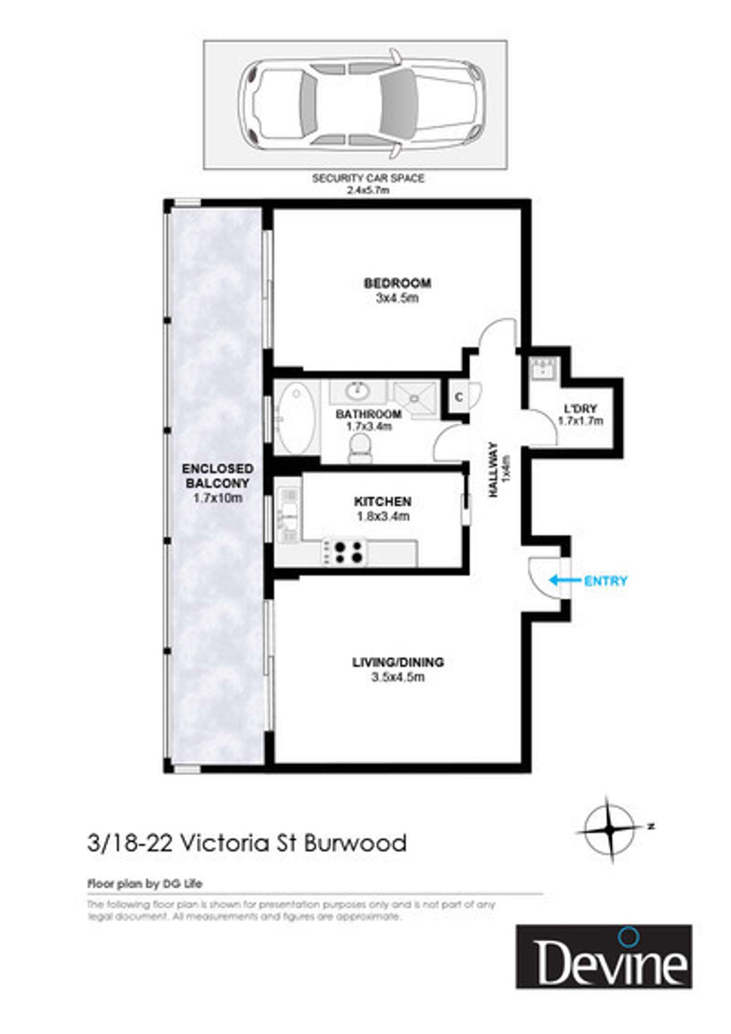 Floorplan of Homely apartment listing, 3/18-22 Victoria Street, Burwood NSW 2134