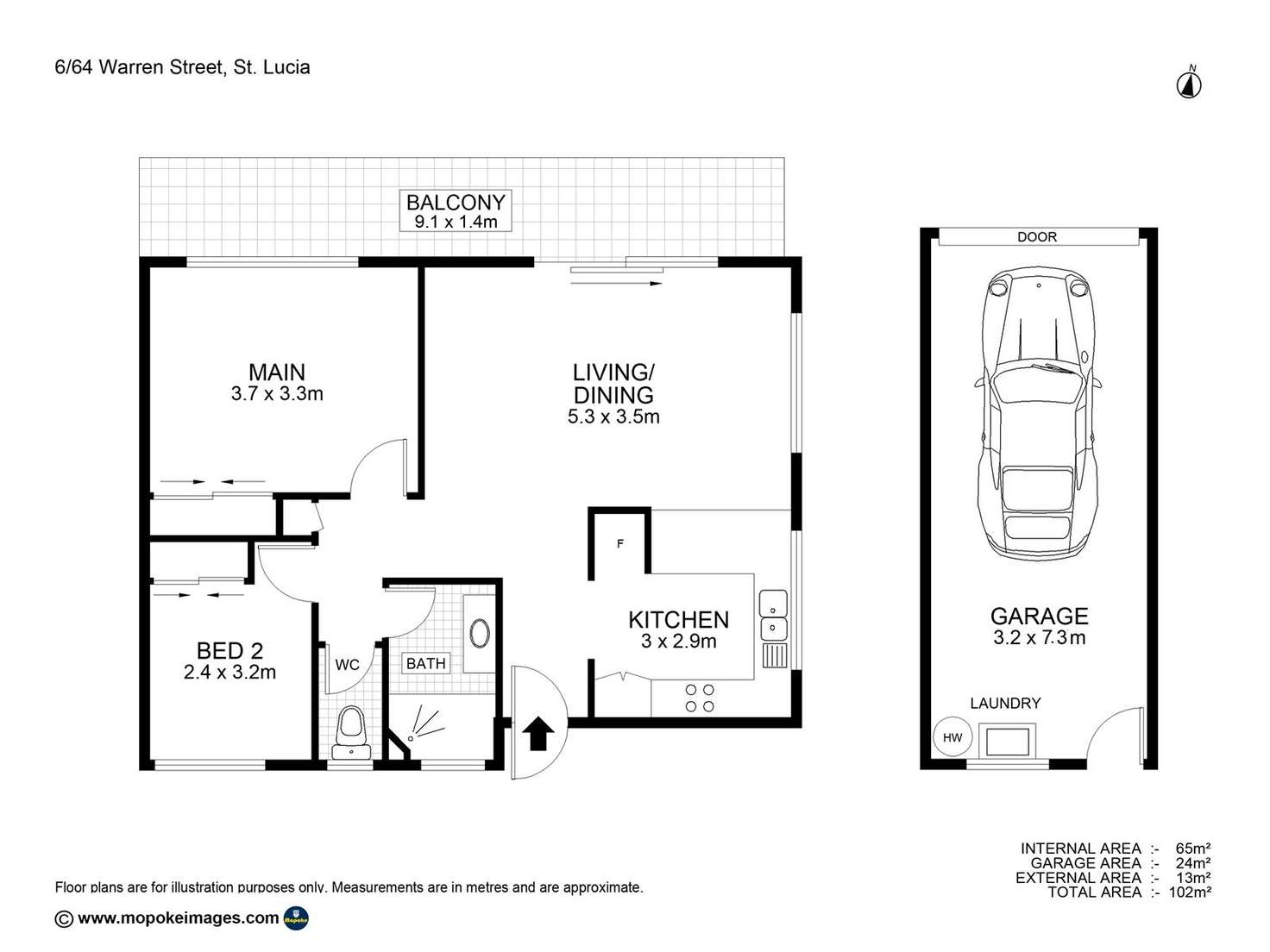 Floorplan of Homely unit listing, 6/64 Warren Street, St Lucia QLD 4067