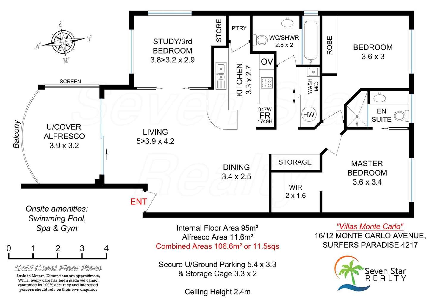 Floorplan of Homely unit listing, 16/12 Monte Carlo Avenue, Surfers Paradise QLD 4217
