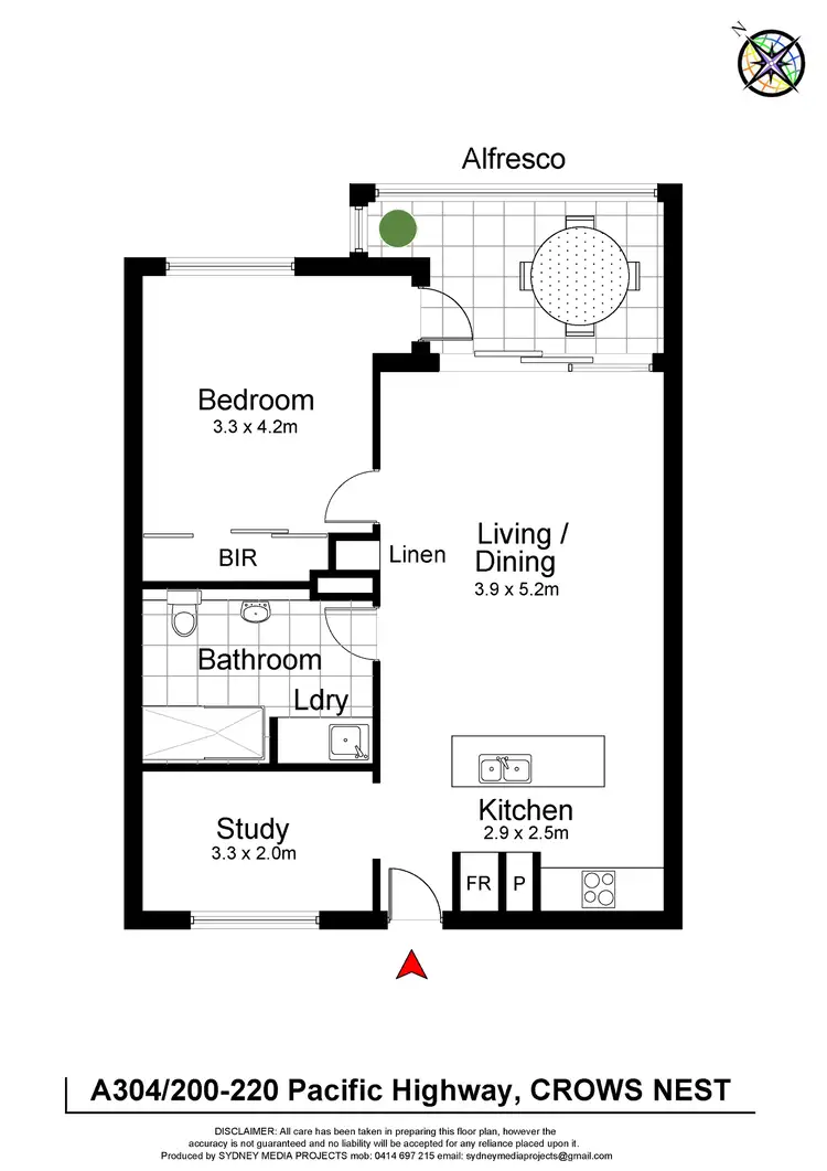 Floorplan of Homely apartment listing, A304/200-220 Pacific Highway, Crows Nest NSW 2065
