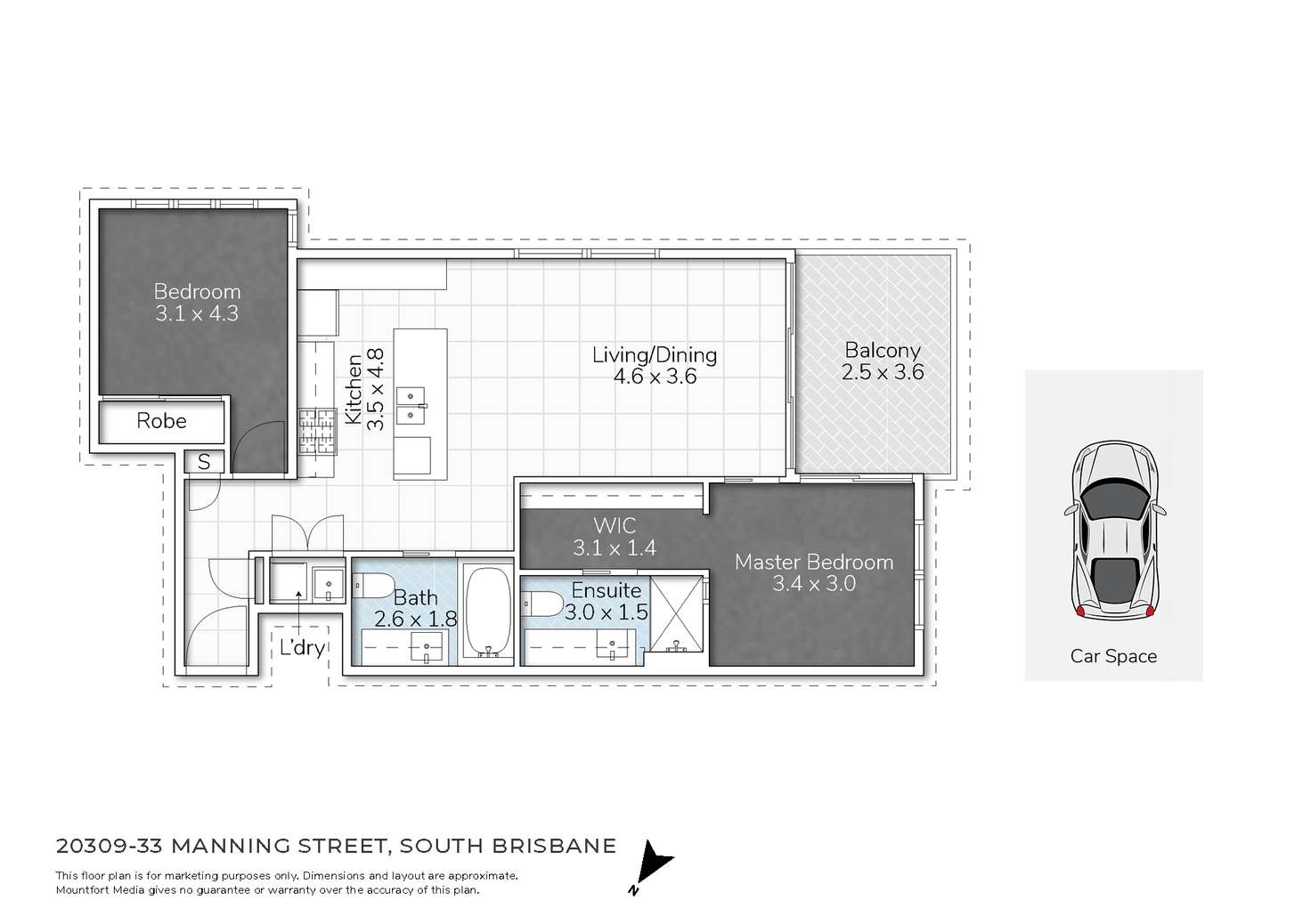 Floorplan of Homely unit listing, Unit 20309/33 Manning St, South Brisbane QLD 4101