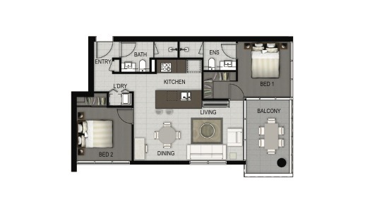 Floorplan of Homely apartment listing, Unit 404/31 Musk Ave, Kelvin Grove QLD 4059