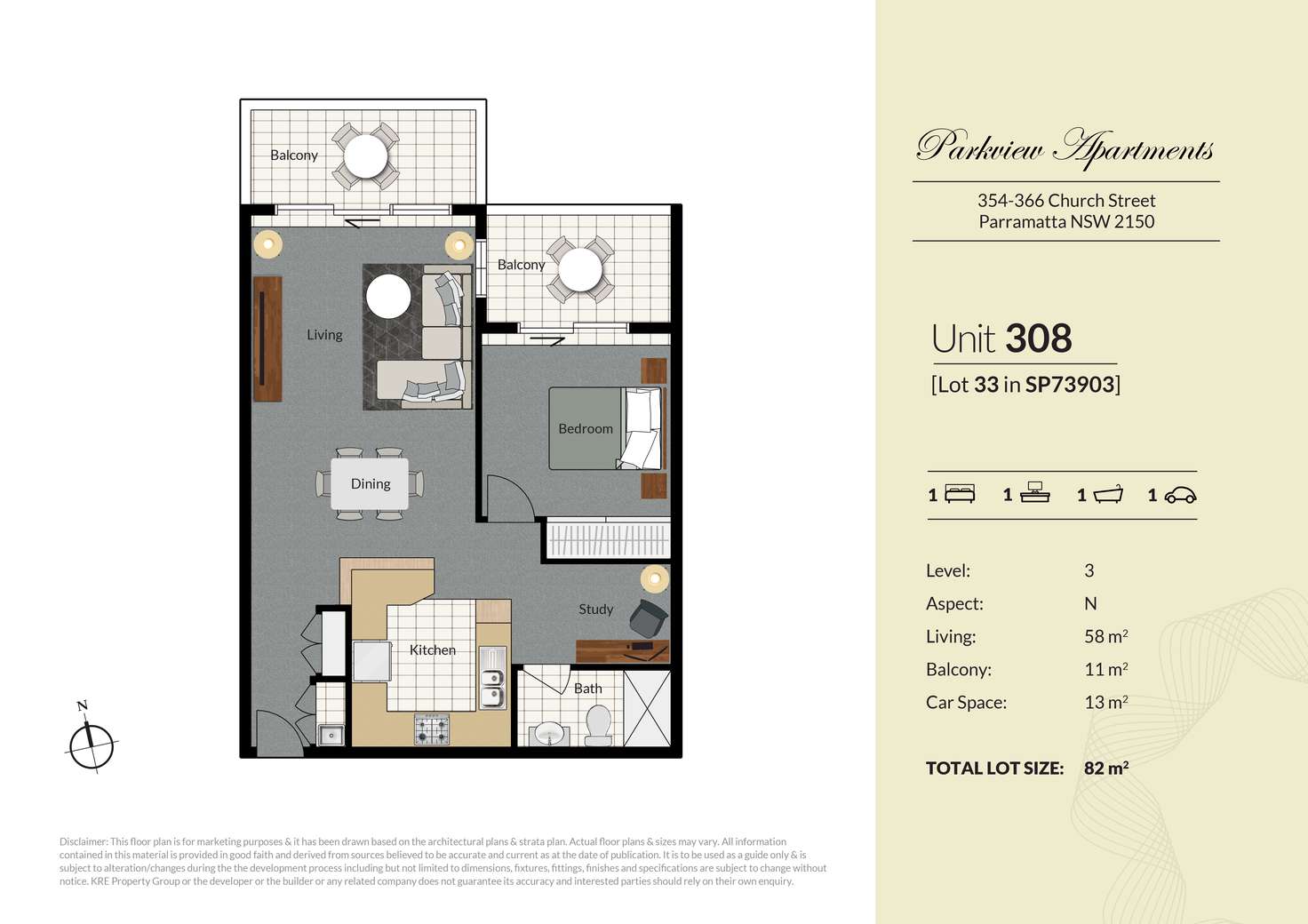 Floorplan of Homely apartment listing, 308/354-366 Church Street, Parramatta NSW 2150