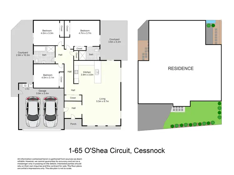 Floorplan of Homely unit listing, Unit 1/65 O'Shea Cct, Cessnock NSW 2325