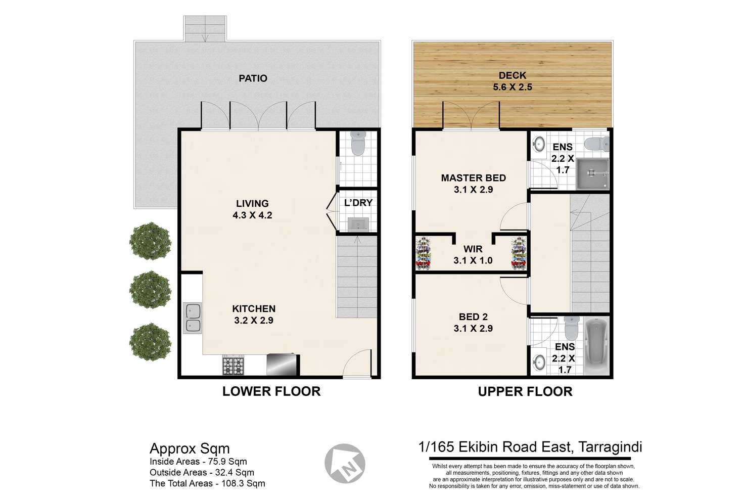Floorplan of Homely townhouse listing, 1/165 Ekibin Road East, Tarragindi QLD 4121