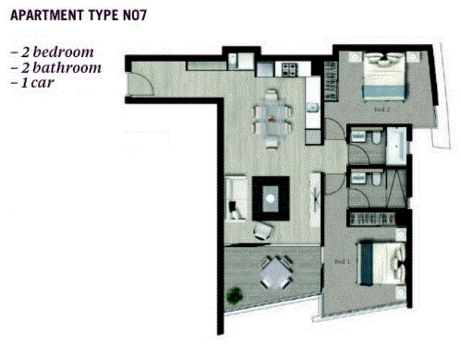 Floorplan of Homely apartment listing, N1307/35 Tribune Street, South Brisbane QLD 4101