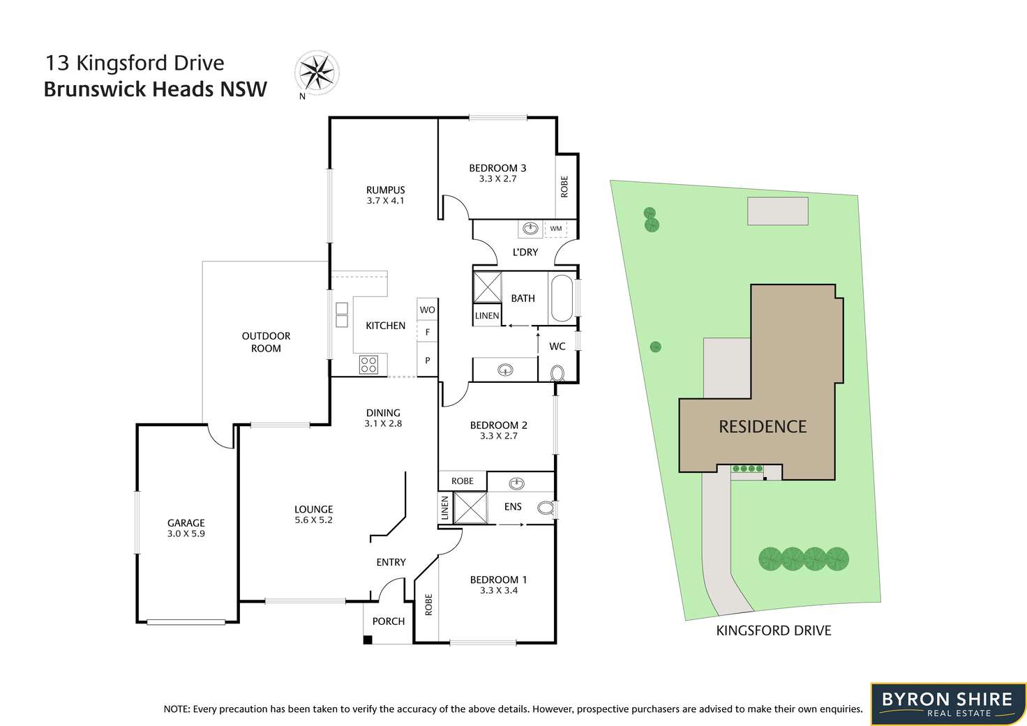 Floorplan of Homely house listing, 13 Kingsford Dr, Brunswick Heads NSW 2483