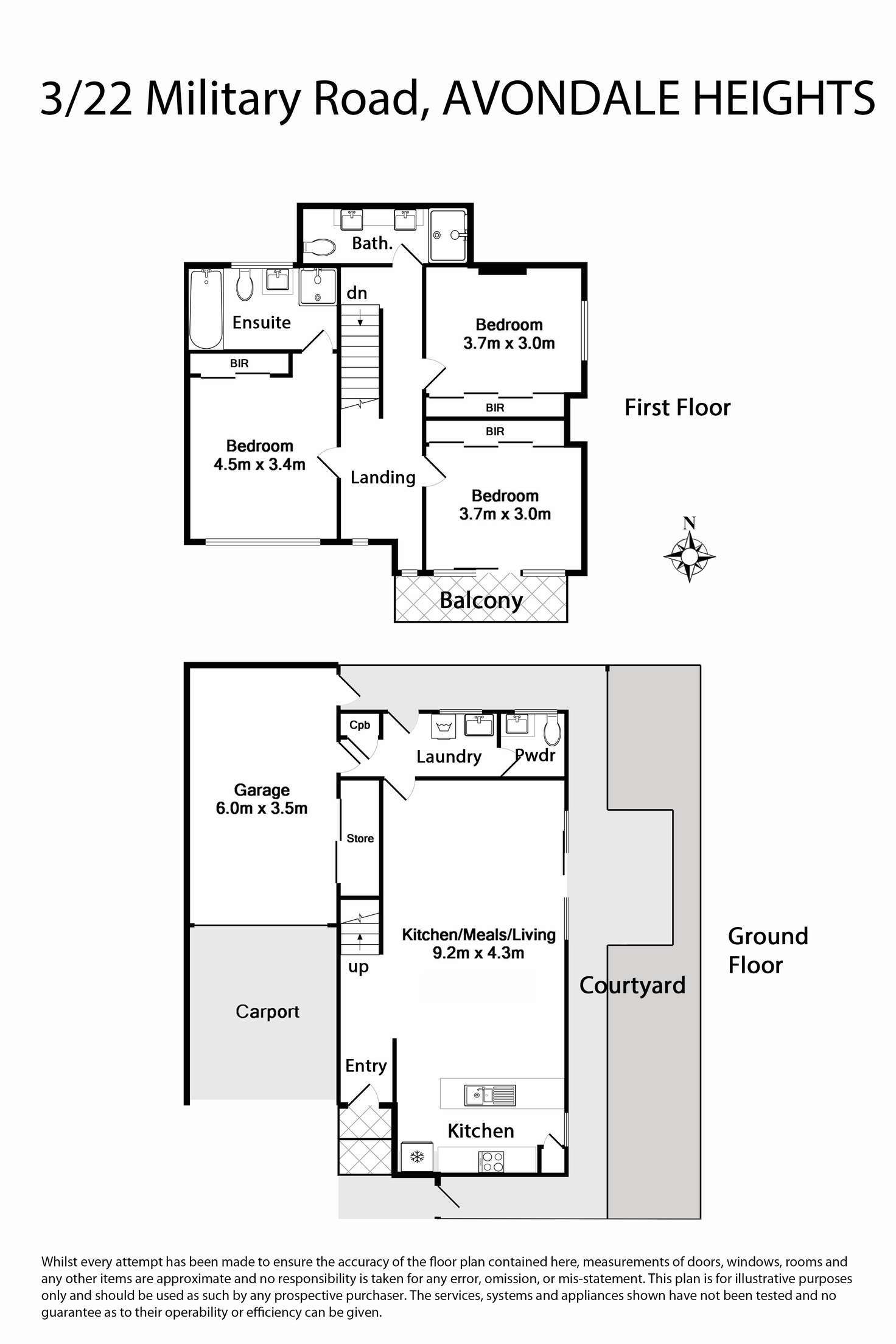 Floorplan of Homely townhouse listing, Unit 3/22-24 Military Road, Avondale Heights VIC 3034