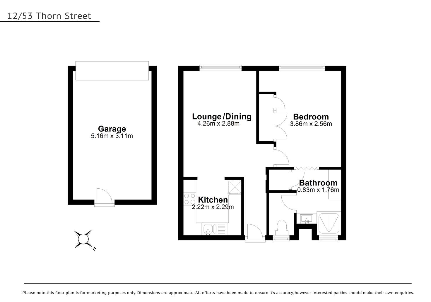 Floorplan of Homely apartment listing, Unit 12/53 Thorn St, Kangaroo Point QLD 4169