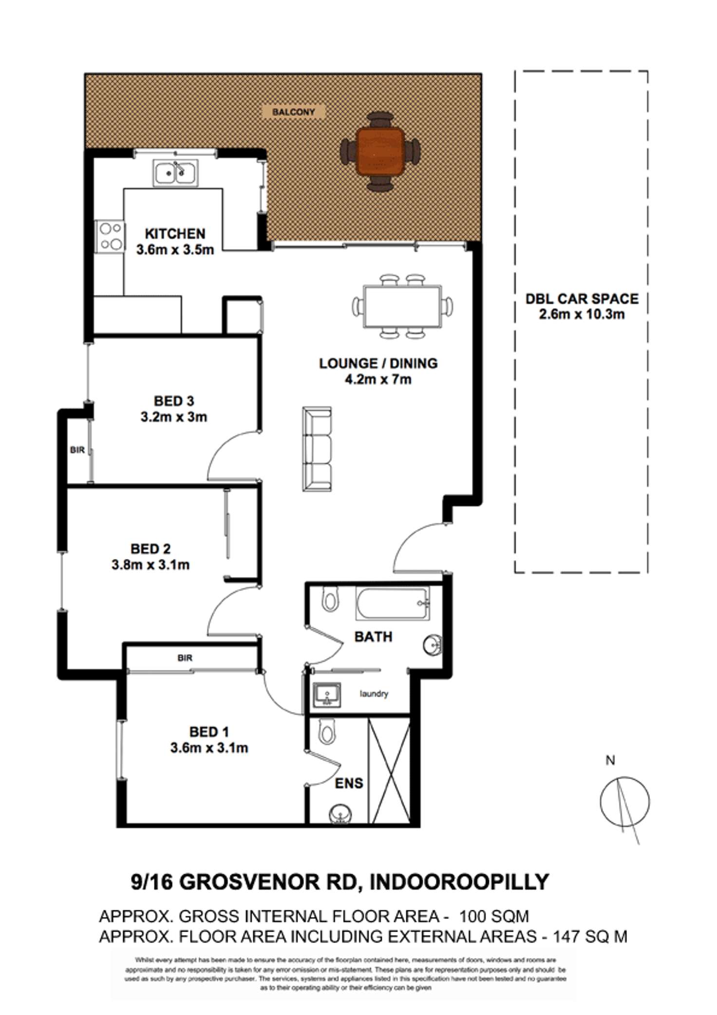 Floorplan of Homely apartment listing, 9/16 Grosvenor St, Indooroopilly QLD 4068