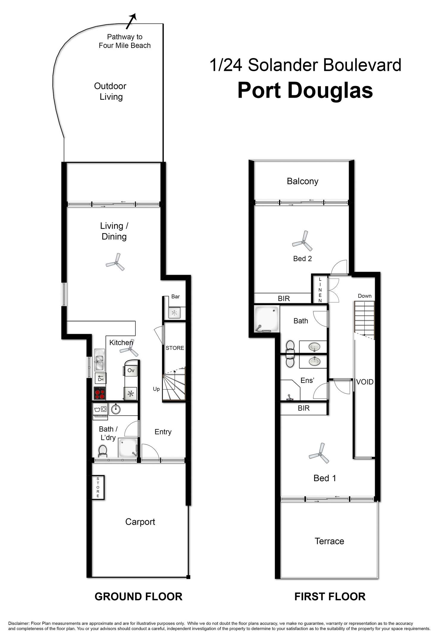 Floorplan of Homely unit listing, Unit 1/24 Solander Bvd, Port Douglas QLD 4877