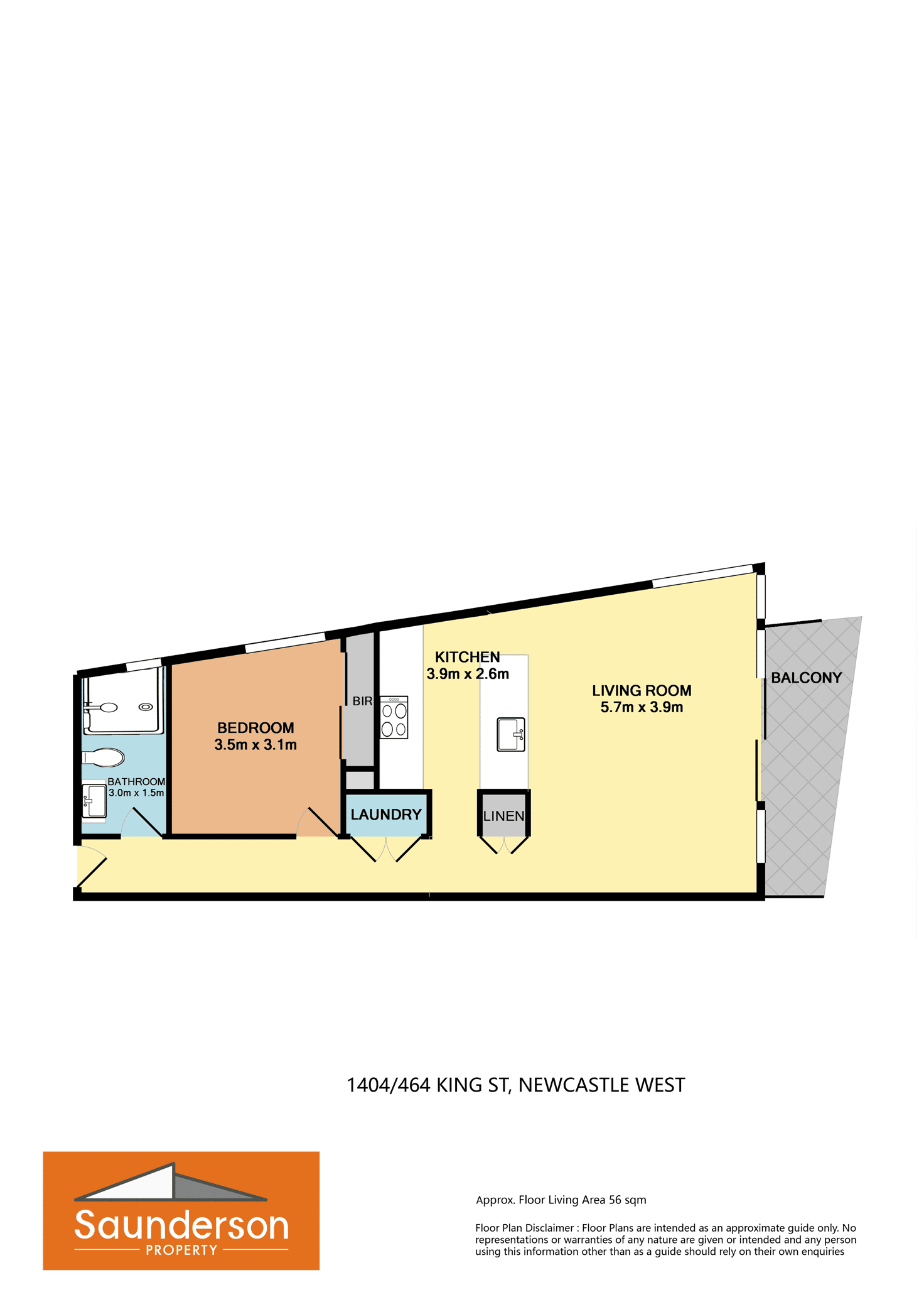 Floorplan of Homely unit listing, Unit 1404/464 King St, Newcastle West NSW 2302