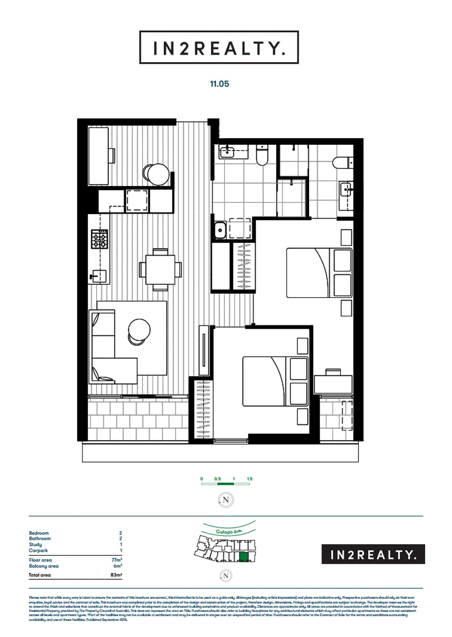 Floorplan of Homely apartment listing, Unit 1105/91 Galada Ave, Parkville VIC 3052