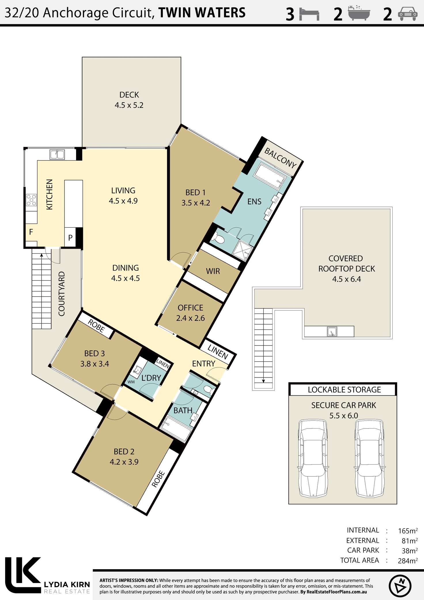Floorplan of Homely apartment listing, Unit 32/20 Anchorage Cct, Twin Waters QLD 4564