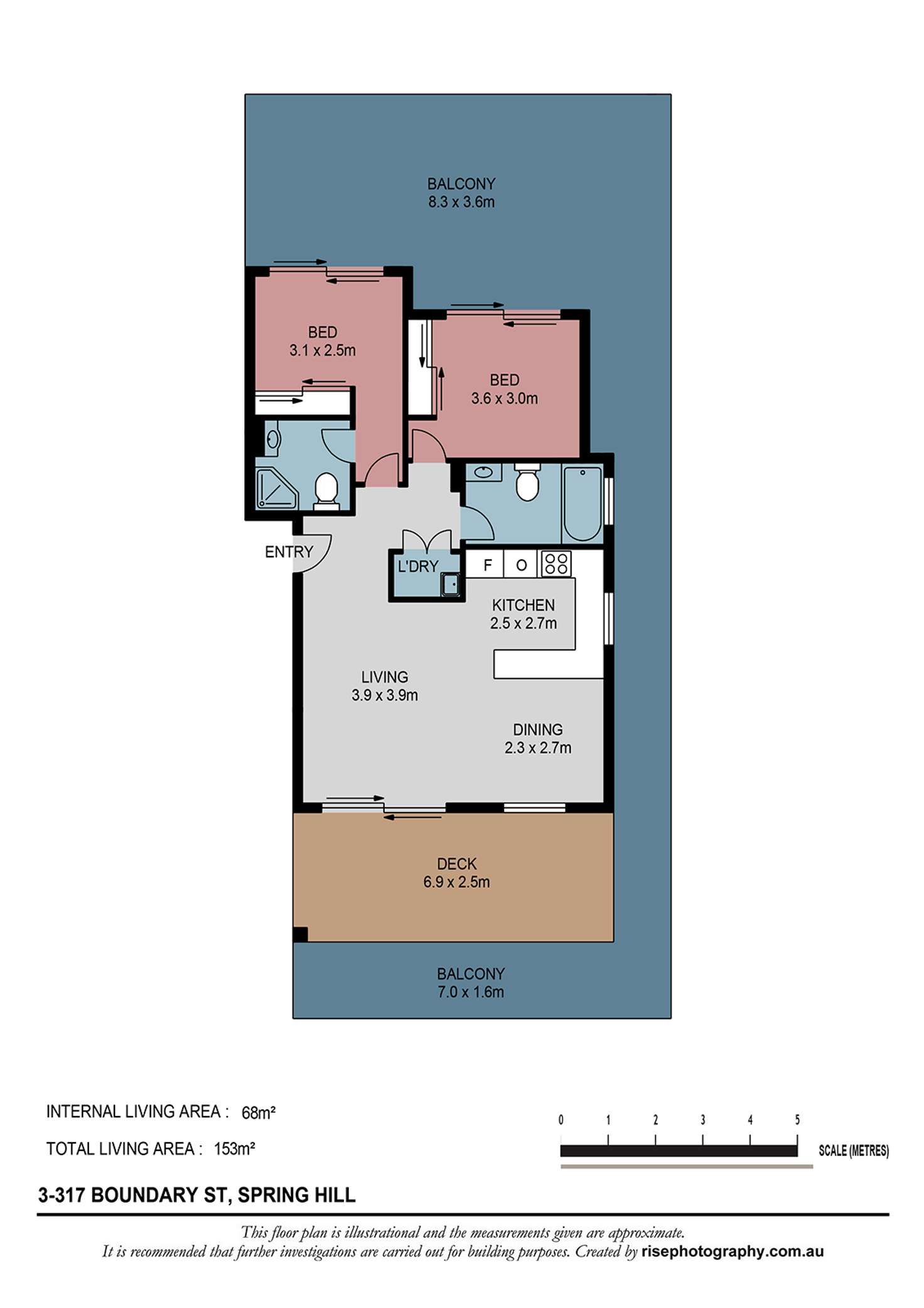 Floorplan of Homely unit listing, Unit 2/317 Boundary St, Spring Hill QLD 4000