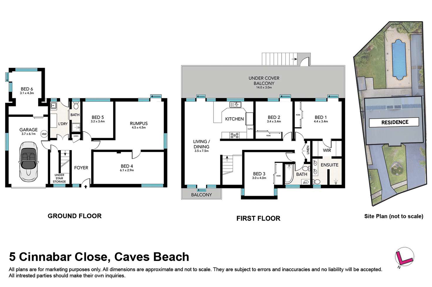 Floorplan of Homely house listing, 5 Cinnabar Cl, Caves Beach NSW 2281