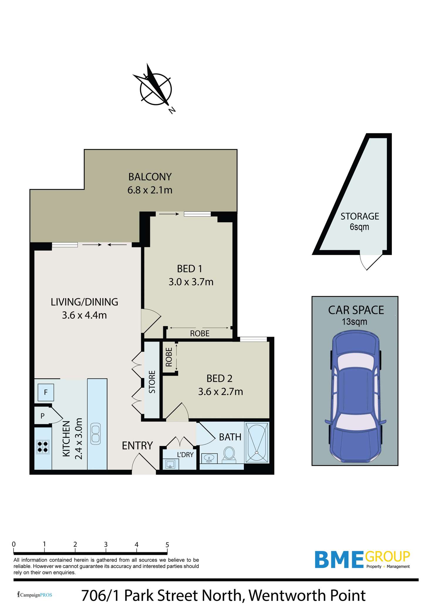 Floorplan of Homely apartment listing, Unit 706/1 Park Street North, Wentworth Point NSW 2127