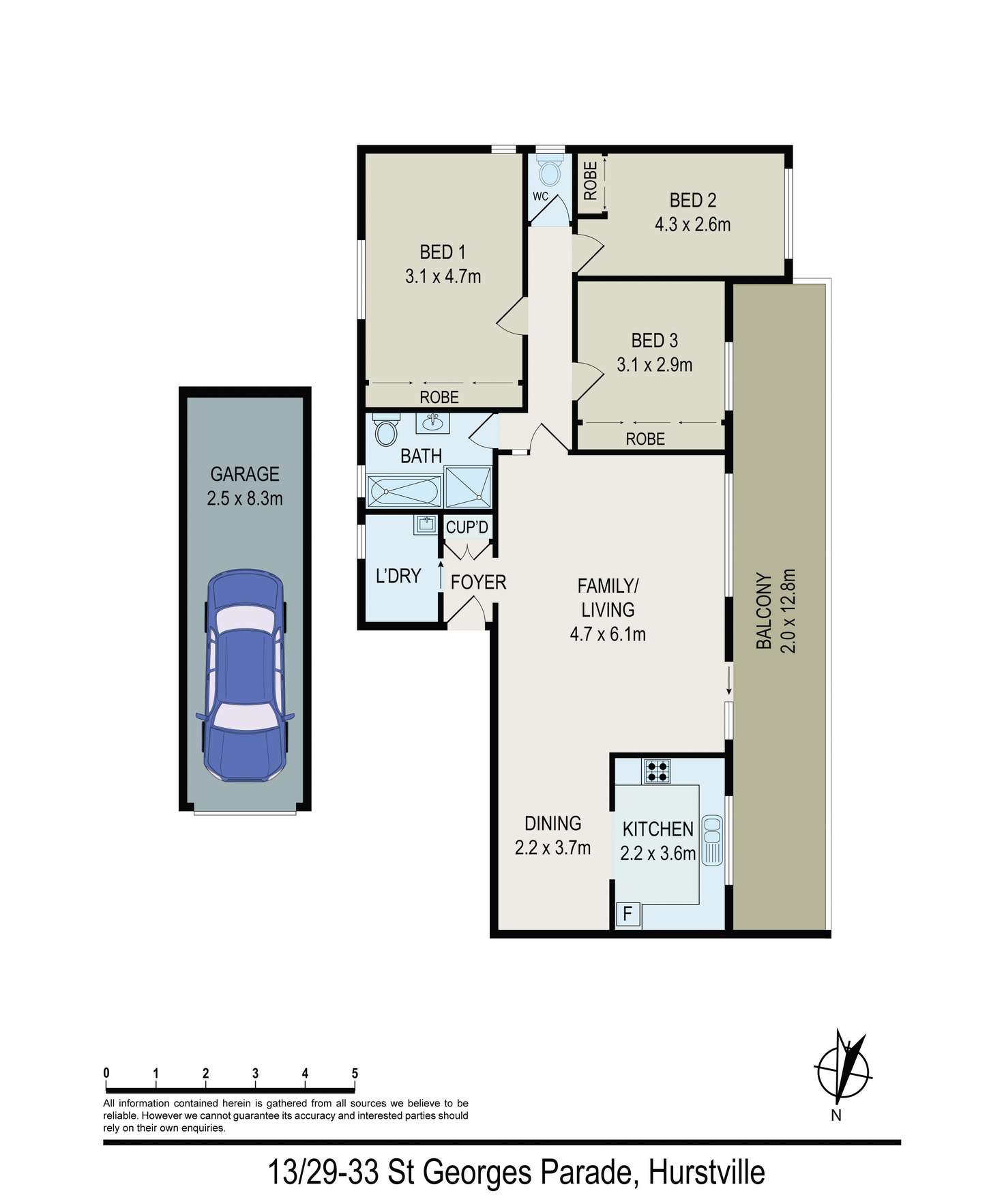Floorplan of Homely unit listing, Unit 13/29-33 St Georges Pde, Hurstville NSW 2220