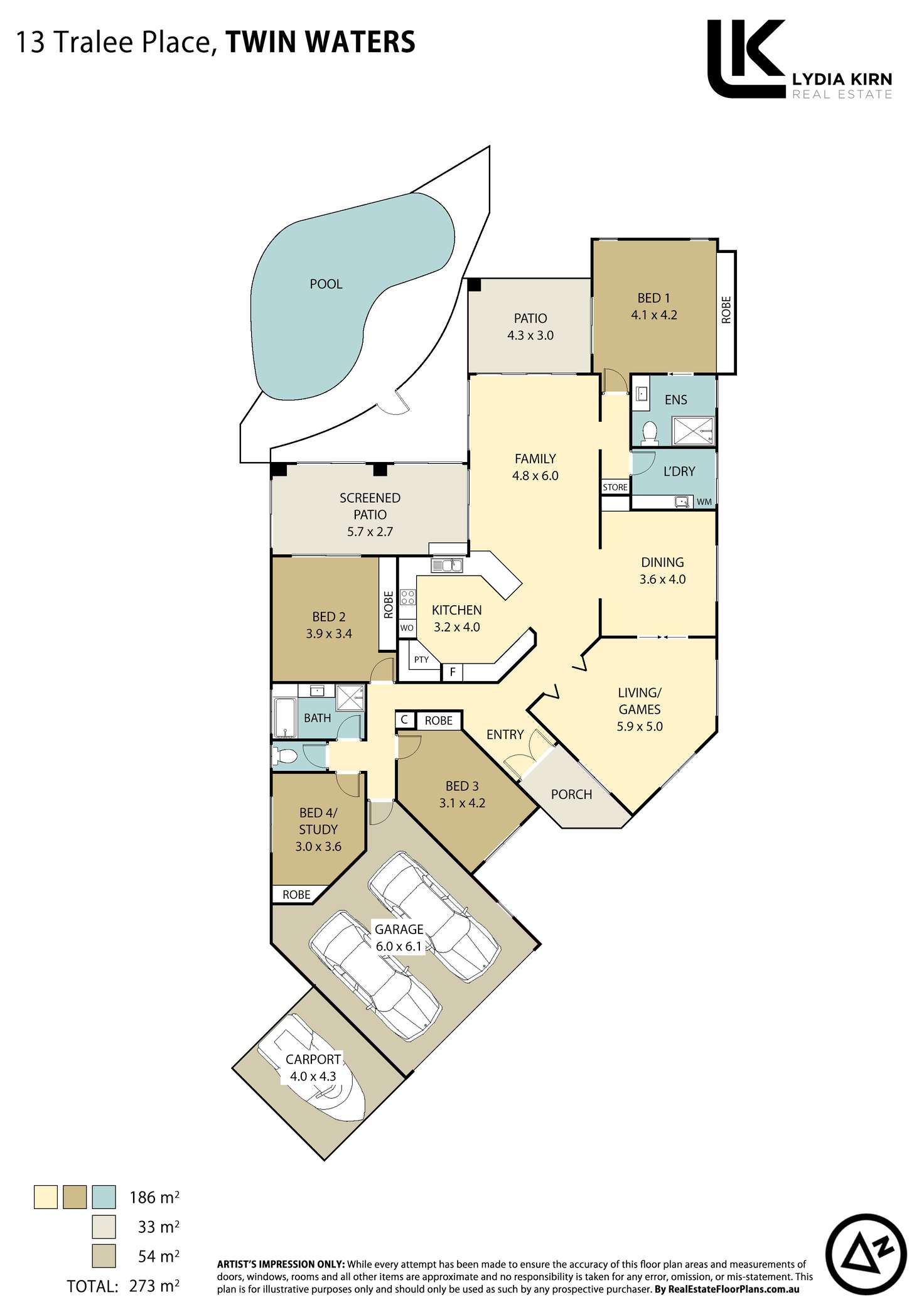 Floorplan of Homely house listing, 13 Tralee Pl, Twin Waters QLD 4564