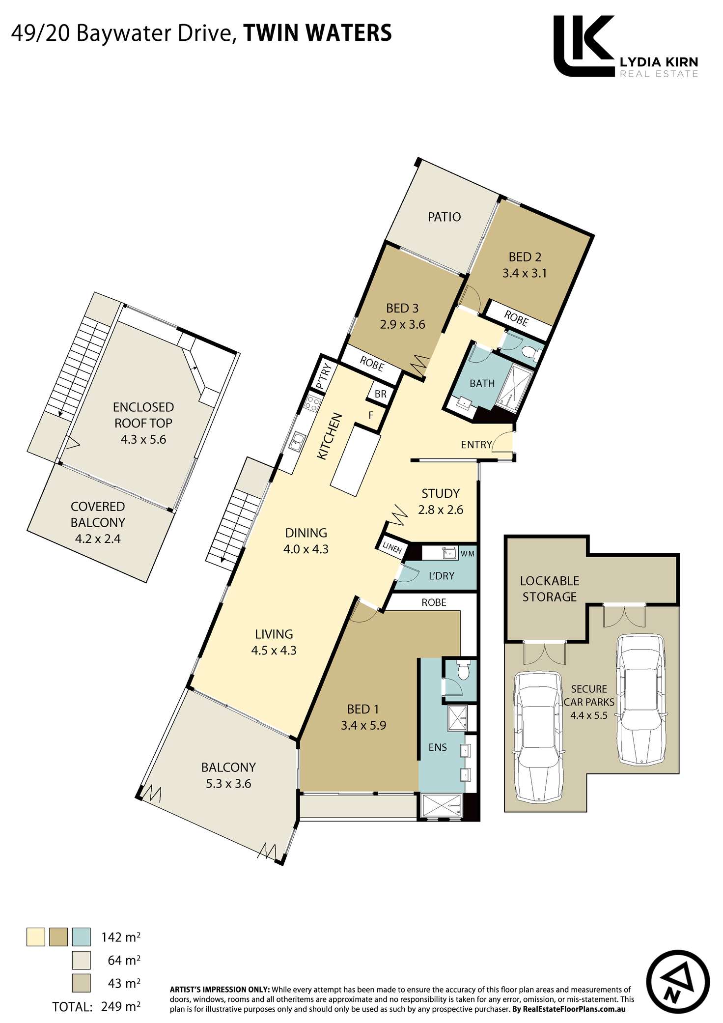 Floorplan of Homely apartment listing, Unit 49/20 Baywater Dr, Twin Waters QLD 4564