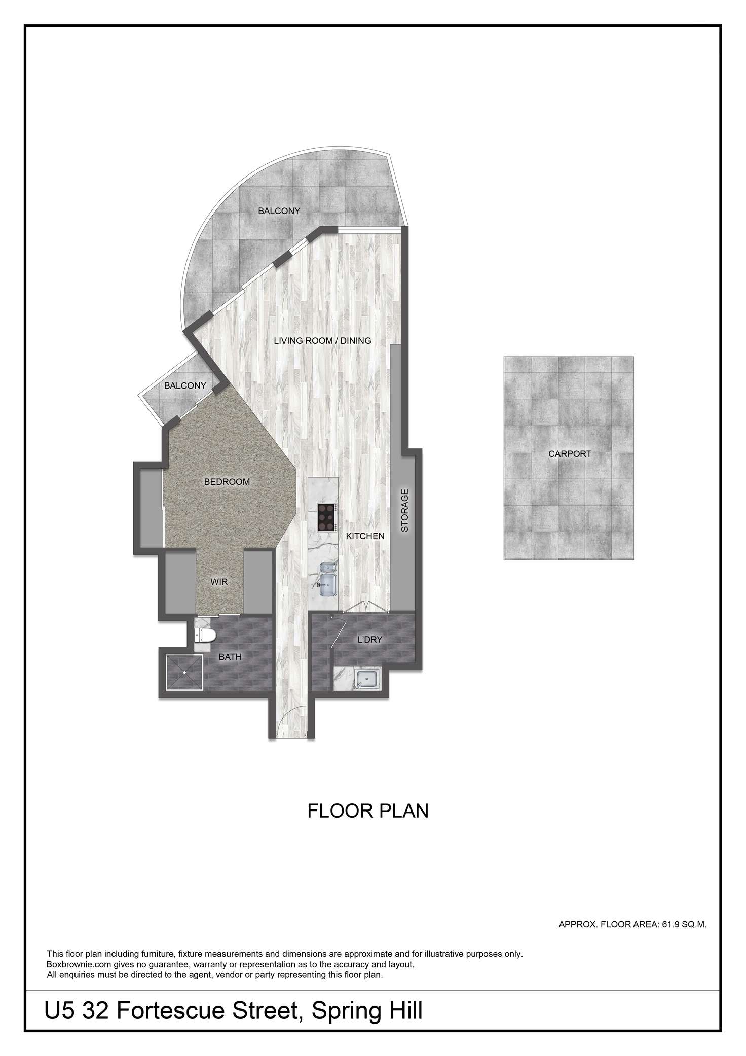 Floorplan of Homely unit listing, Unit 8/32 Fortescue St, Spring Hill QLD 4000