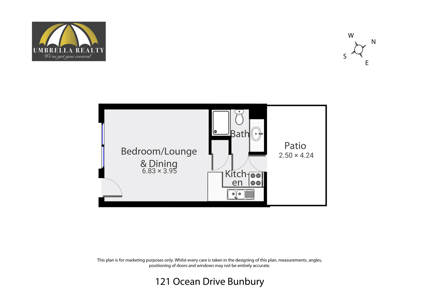 Floorplan of Homely unit listing, Unit 2/121 Ocean Dr, Bunbury WA 6230