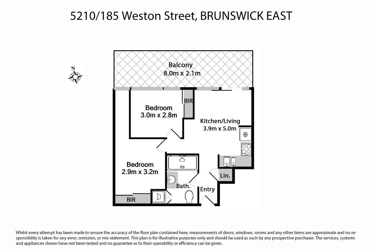 Floorplan of Homely apartment listing, Unit 5210/185 Weston Street, Brunswick East VIC 3057