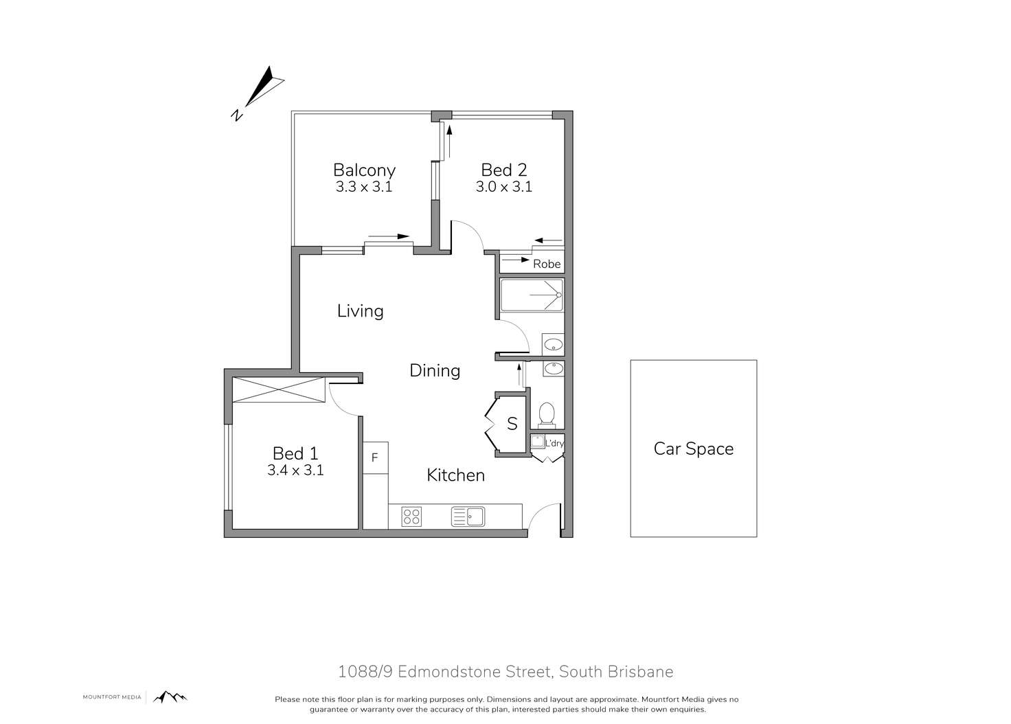 Floorplan of Homely apartment listing, 1088/9 Edmondstone St, South Brisbane QLD 4101
