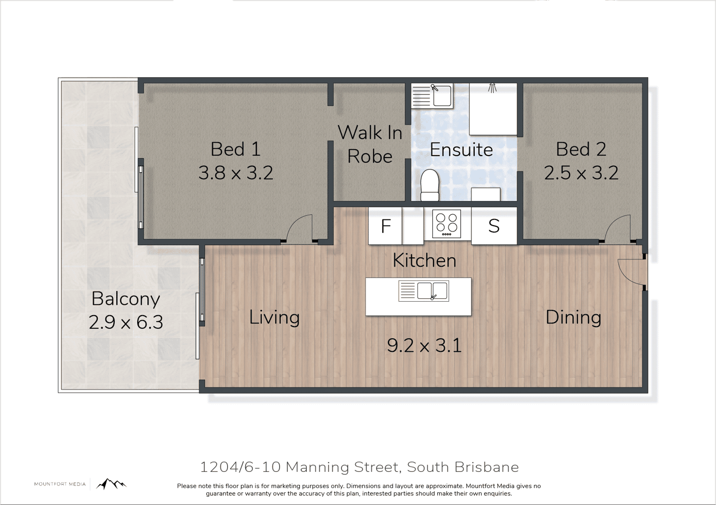 Floorplan of Homely apartment listing, 1204/6-10 Manning St, South Brisbane QLD 4101