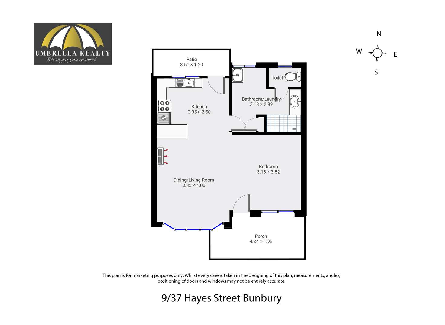Floorplan of Homely unit listing, Unit 9/37 Hayes St, Bunbury WA 6230