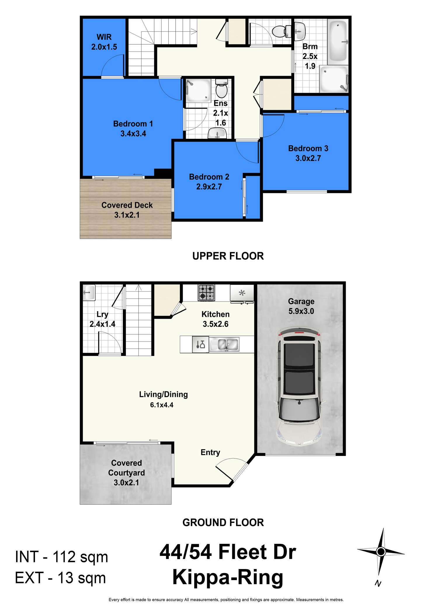 Floorplan of Homely townhouse listing, Unit 44/48-54 Fleet Dr, Kippa-ring QLD 4021