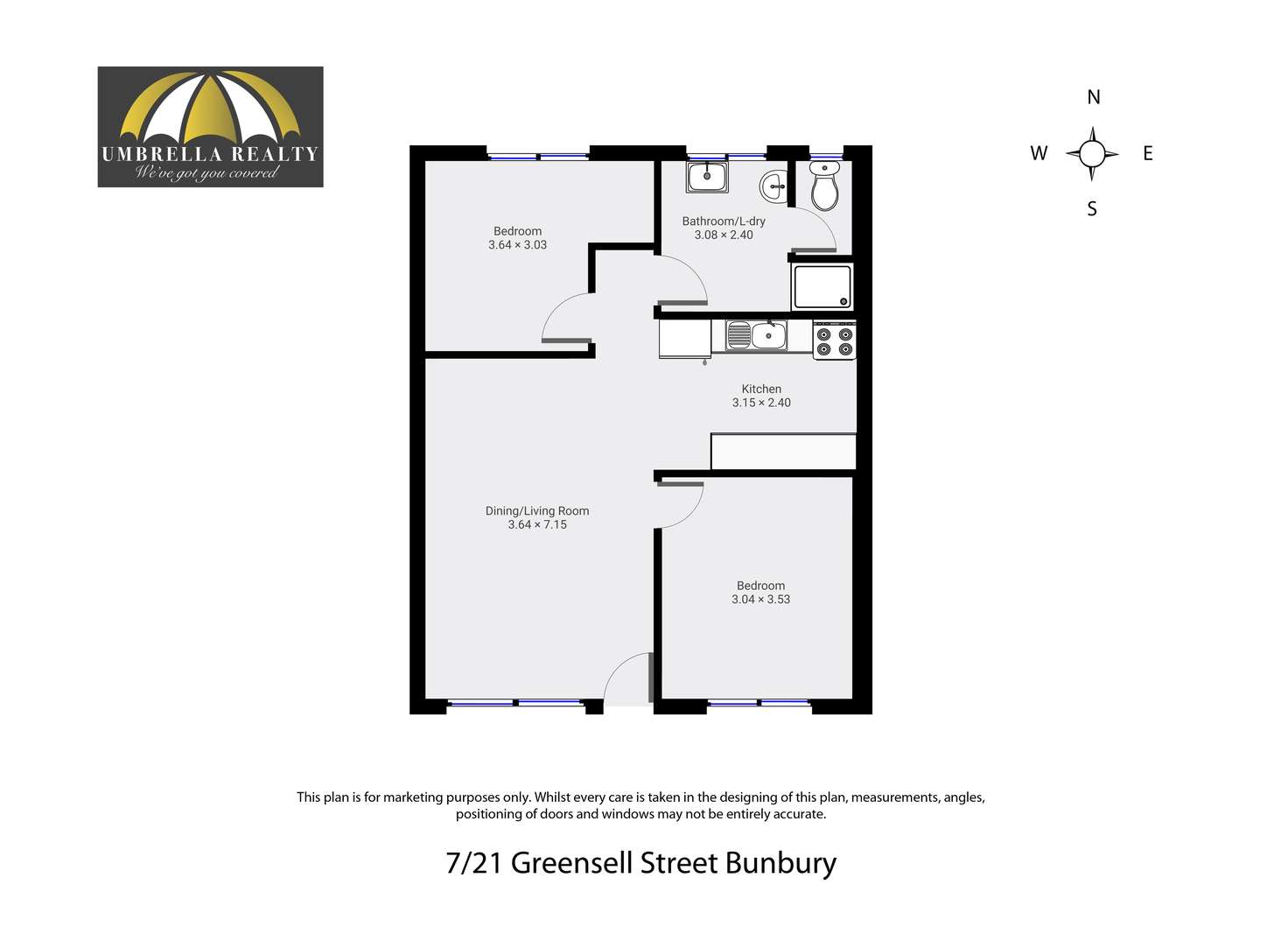 Floorplan of Homely unit listing, Unit 7/21 Greensell St, Bunbury WA 6230