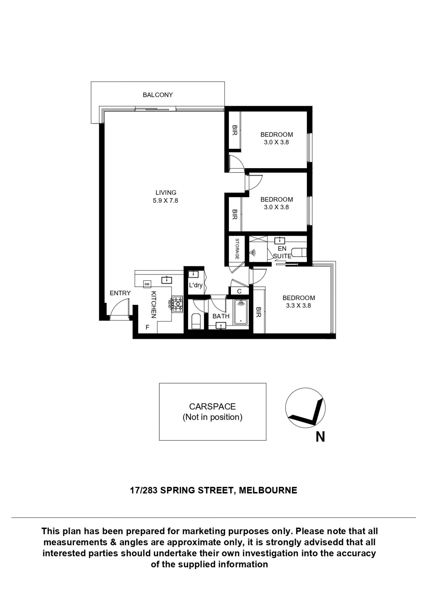 Floorplan of Homely apartment listing, Unit 17/283 Spring St, Melbourne VIC 3000