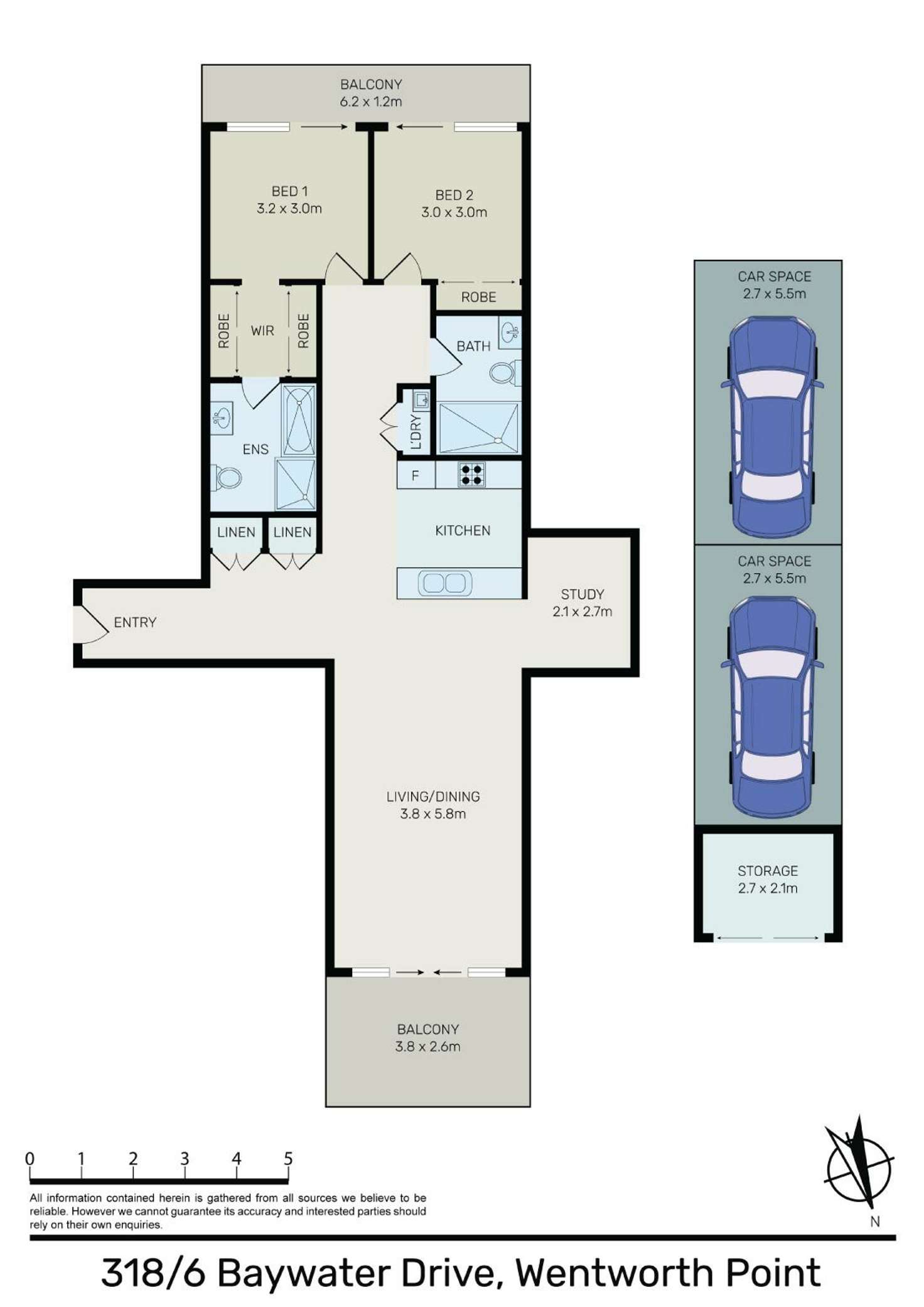 Floorplan of Homely apartment listing, Unit 318/6 Baywater Dr, Wentworth Point NSW 2127