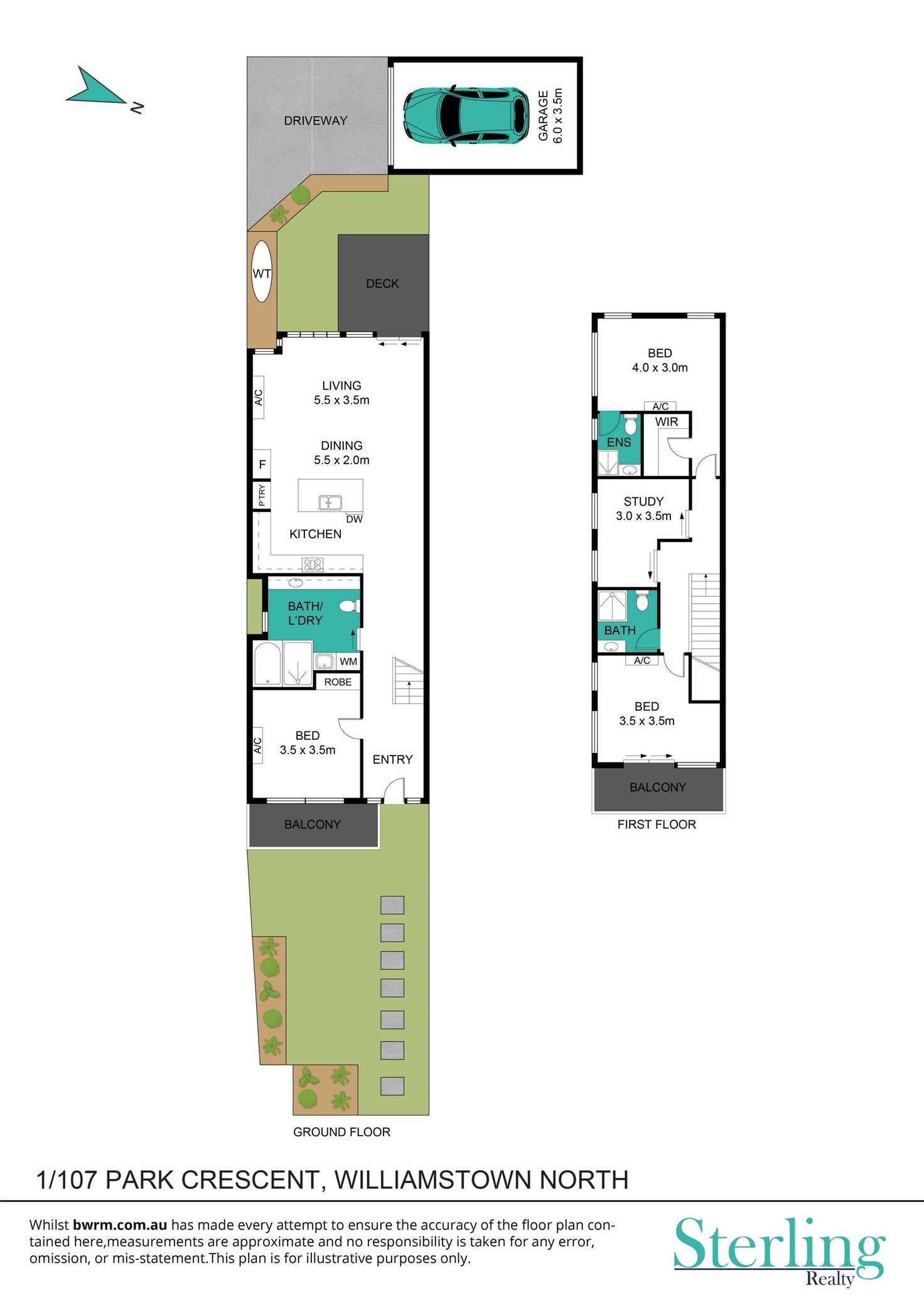 Floorplan of Homely townhouse listing, 1/107 Park Crescent, Williamstown North VIC 3016