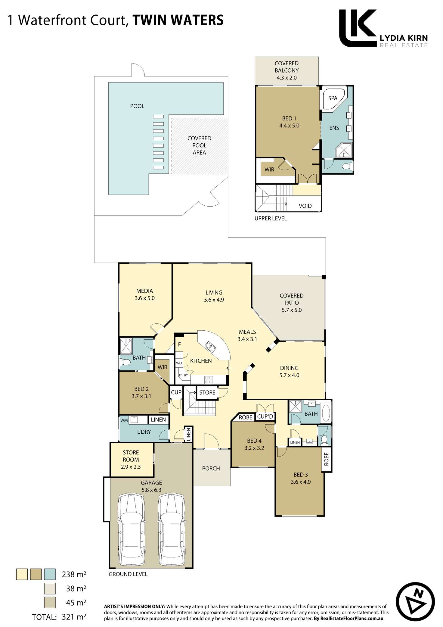 Floorplan of Homely house listing, 1 Waterfront Ct, Twin Waters QLD 4564