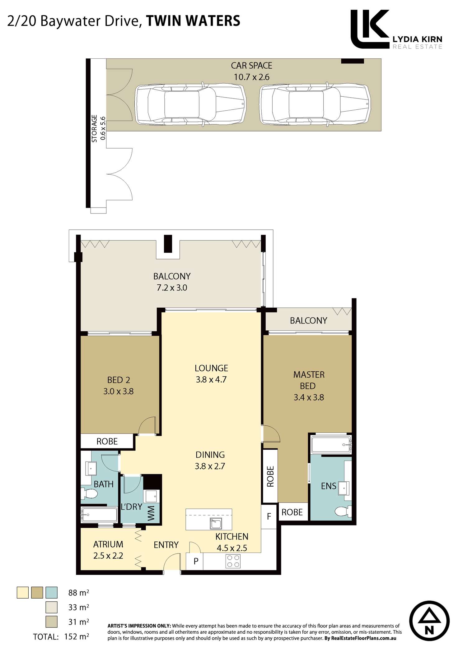 Floorplan of Homely apartment listing, Unit 2/20 Baywater Dr, Twin Waters QLD 4564