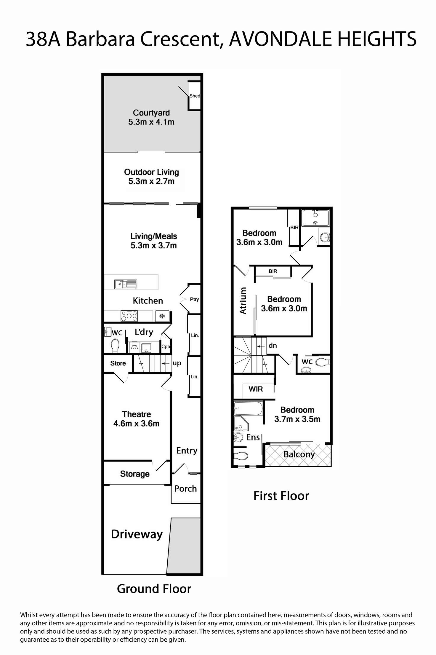 Floorplan of Homely townhouse listing, 38A Barbara Crescent, Avondale Heights VIC 3034