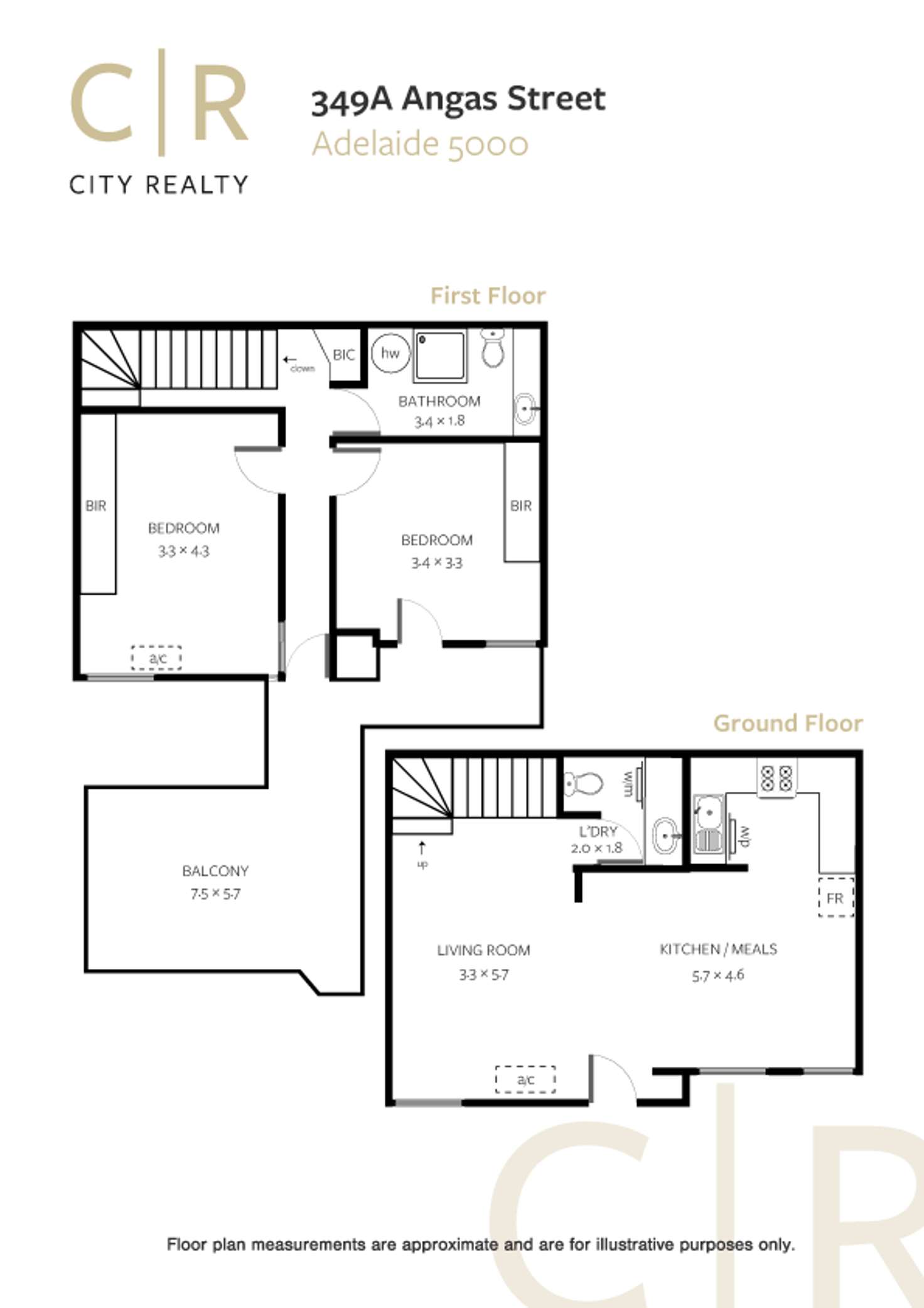 Floorplan of Homely townhouse listing, 349a Angas Street, Adelaide SA 5000